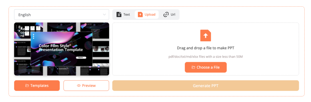 2. Upload the Worksheet to AI PPT Maker - AIPPTMaker.ai